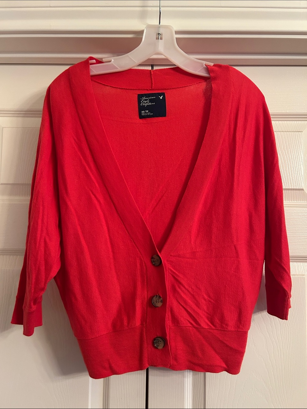 American Eagle Red Button Cardigan Sweater